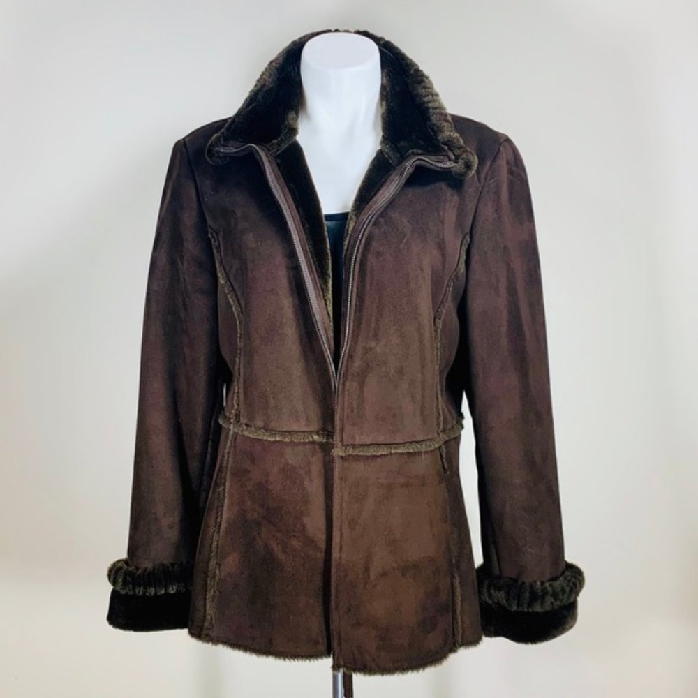 Suede Coat w/ (faux) Fur